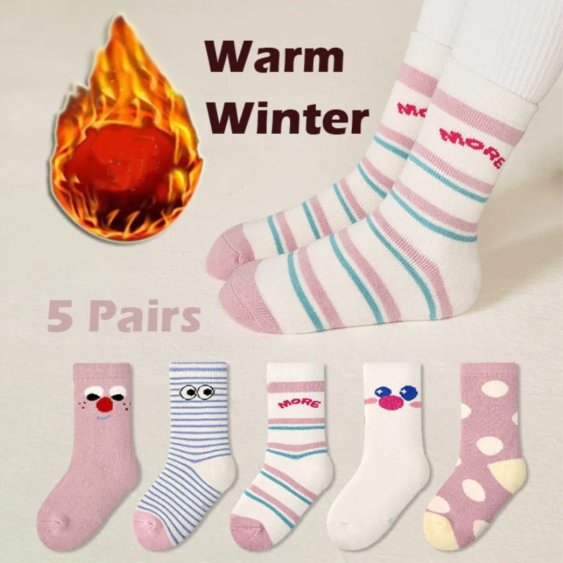 Baby Mädchen Socken Winter Thermische Dicke Baumwolle Socken Neueste Phantasie Trendy Cartoon Socken Kinder Strümpfe