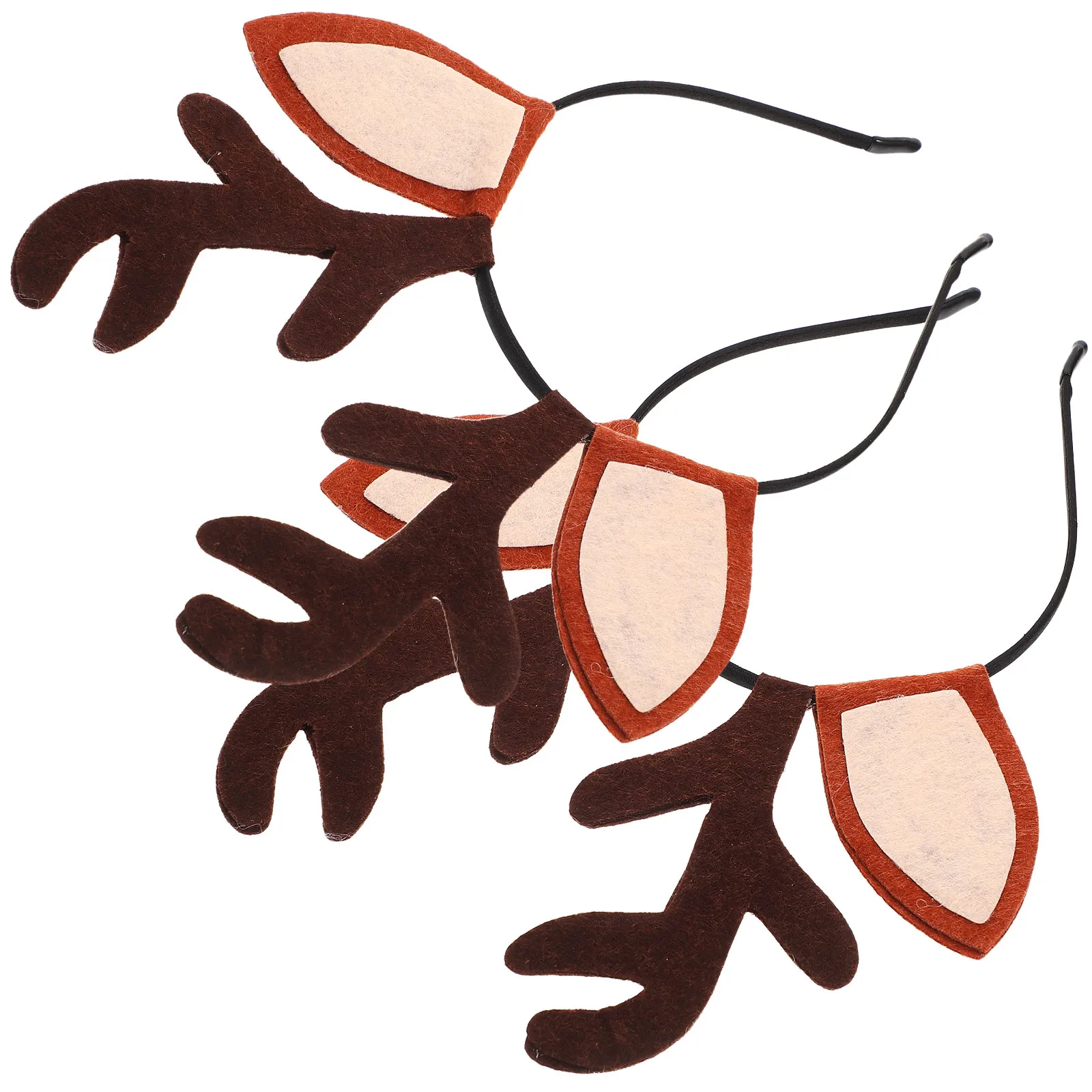2Pcs Antler Headband Christmas Reindeer Hair Hoop Soft Comfortable Skin-Friendly Iron Clasp Secure Fit Holiday Party Family