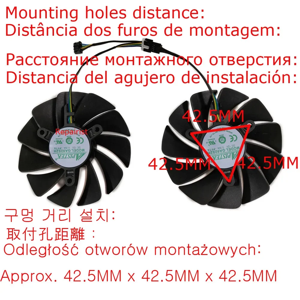 2Pcs/Set,GA92S2H,Graphics Card Fan,VGA Cooler,For ZOTAC GAMING RTX 3060 Twin Edge,For ZOTAC GAMING RTX 3060Ti Twin Edge LHR