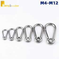 304  Stainless Steel Carabiner Carbine Snap Hook with Eyelet Spring Buckle Key Ring M4 M5 M6 M7 M8 M9 M10 M11 M12 M14