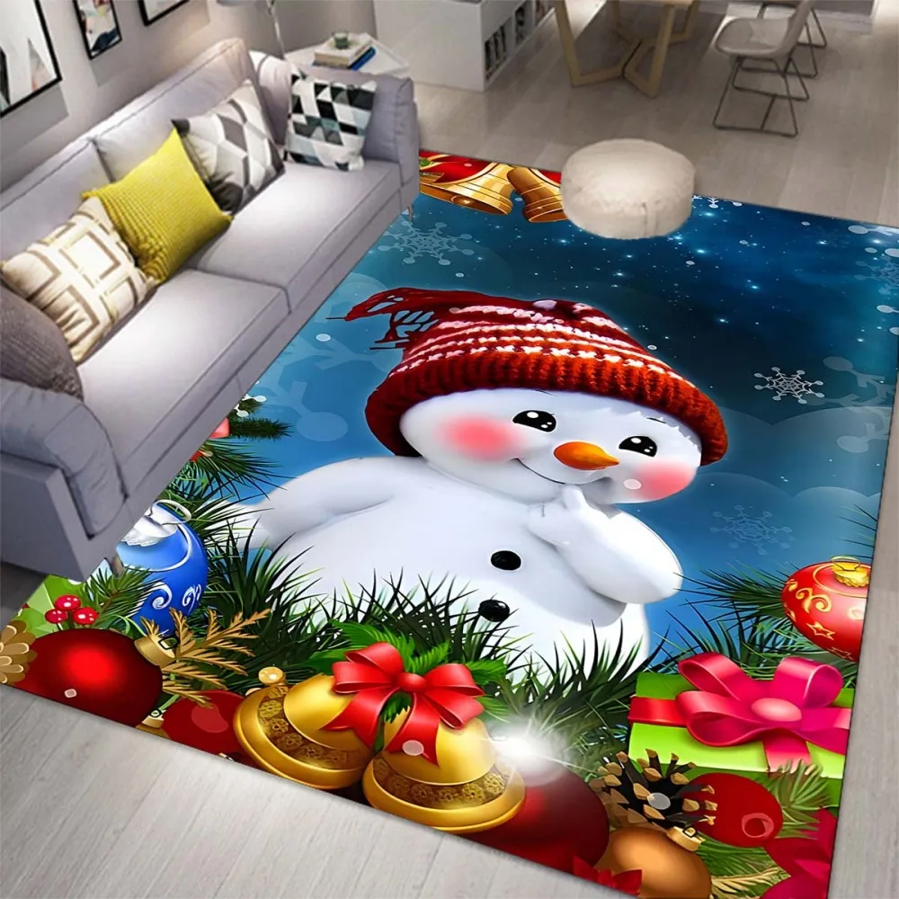 Christmas Snowman Carpet, Non Slip Floor Mat for Living Room and Bedroom, Winter Wonderland Decorative Carpet mat