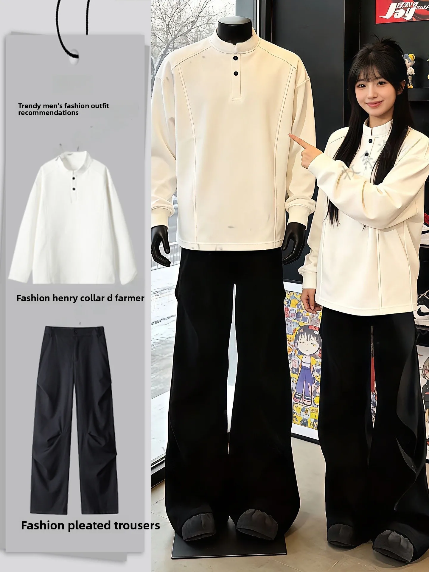 Cool Men's Faion Set High-End Feelings Fce-Lined Long Sve Stand Collar Base Layer T-irt for Teenagers Spring Season