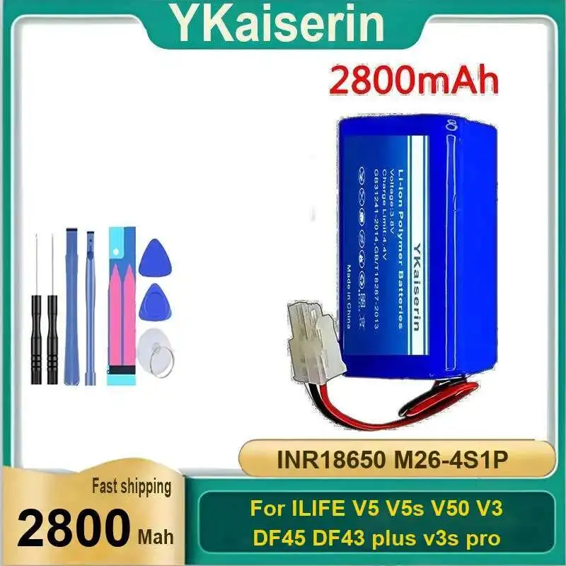 

2800Mah For Ilife V5 V5s V50 V3 DF45 DF43 Plus V3s Pro Robot Vacuum Cleaner Hardwearing Cleaning Battery INR18650 M26-4S1P