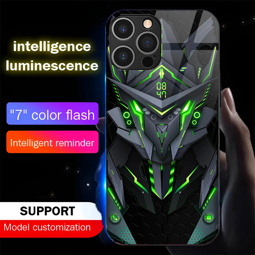 

Чехол для телефона Battle Armor Mech со светодиодной подсветкой, светящаяся задняя крышка для Samsung S25 S24 S23 S22 S21 S20 FE Note 10 20 Plus Ultra A54