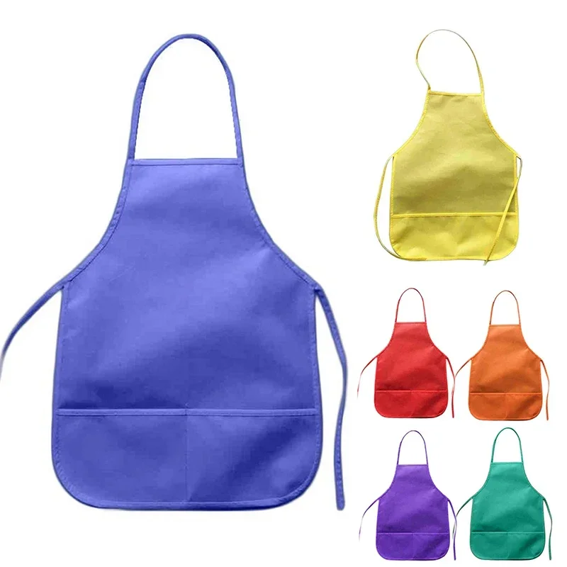 Children Kids Plain Apron Boys Girls Kitchen Cooking Baking Painting Cooking Art Bib Fashion Apron Baby Pinafore