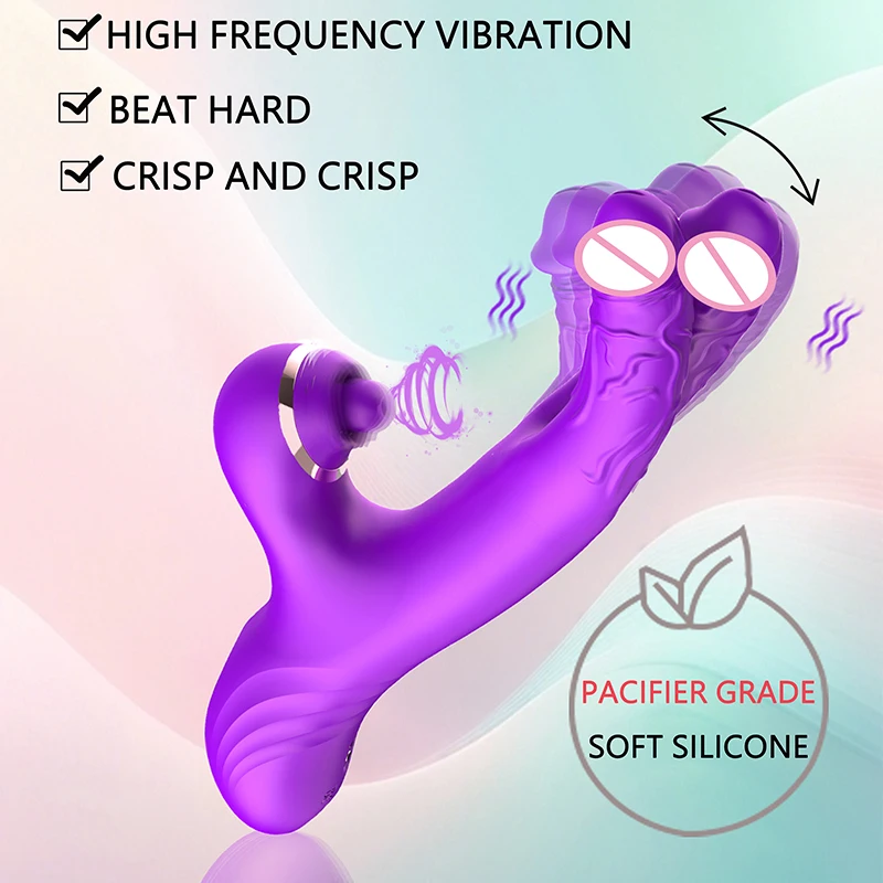 Tapping Flapping Vibrator Dual Dildo for Women Clitoris Clit Sucker Stimulator Powerful Sex Toy Woman Female Rabbit Vibrators