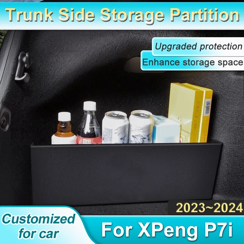 

Car Trunk Storage Partition For XPeng P7i 2023~2024 MK1 E28a Multifunction Storage Box Thicken Trunk Side Partition Auto Parts