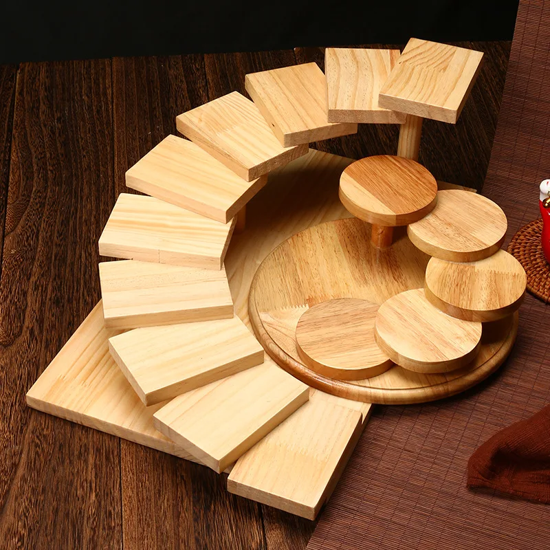 Stepped Sushi Rack Spiral Mudonwood Spiral Cake Saddle Rack Wooden Rack