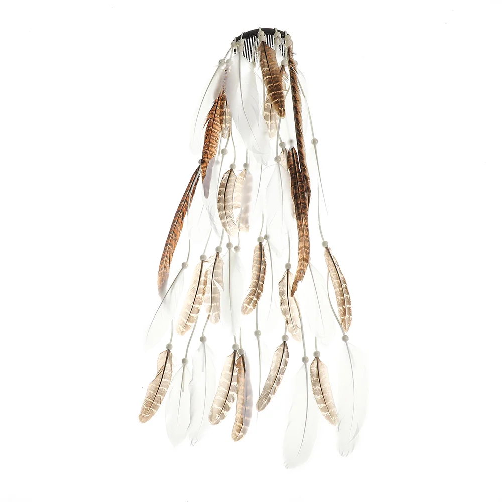 Indian Festival Tassel Feather Hair Combs Clip for Women Hippie Headpiece Ethnic Head Band Ponytail Hair Accessories Headwear