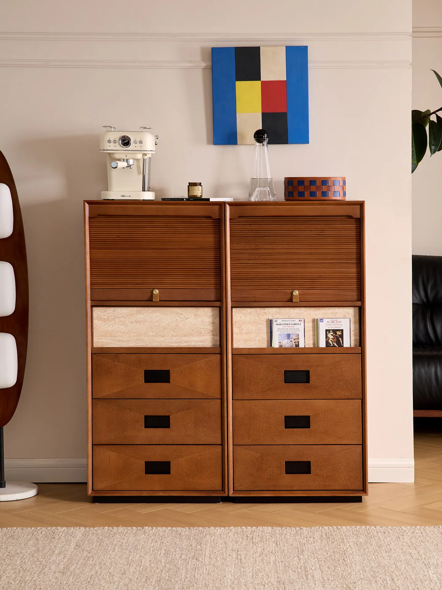 Solid wood high chest bedroom wall storage cabinet bed end combination multi-layer drawer antique side