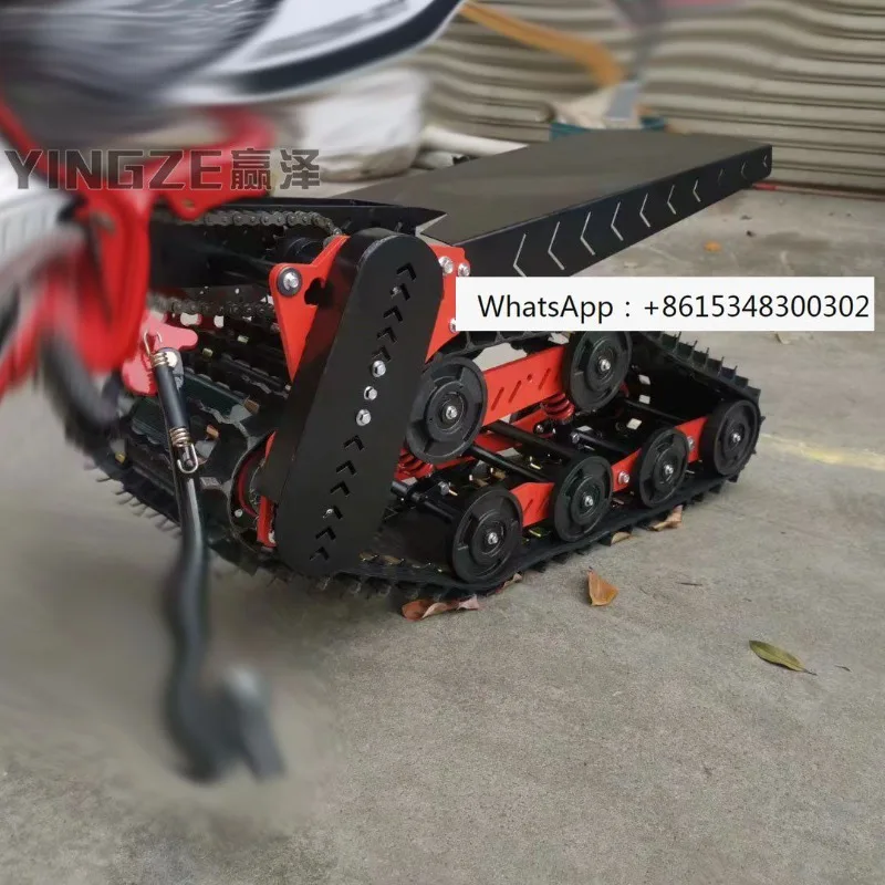 Modified two wheeled snow 250CC off-ro-ad vehicle accessories, track wheels, sled plates, rubber tracks