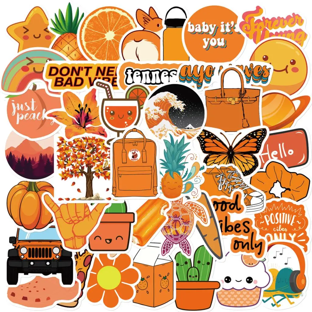 10/50PCS Funny Orange Little Fresh Cute Stickers Vintage For DIY Kids Notebook Luggage Motorcycle Laptop Refrigerator Decal Toy