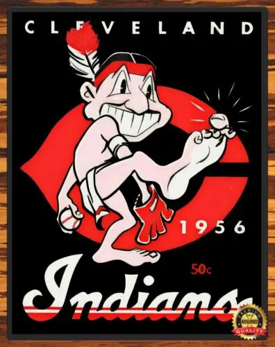 1e,Cleveland Indians - Chief Wahoo - 1956 - Rare - Metal Sign 11 x 14