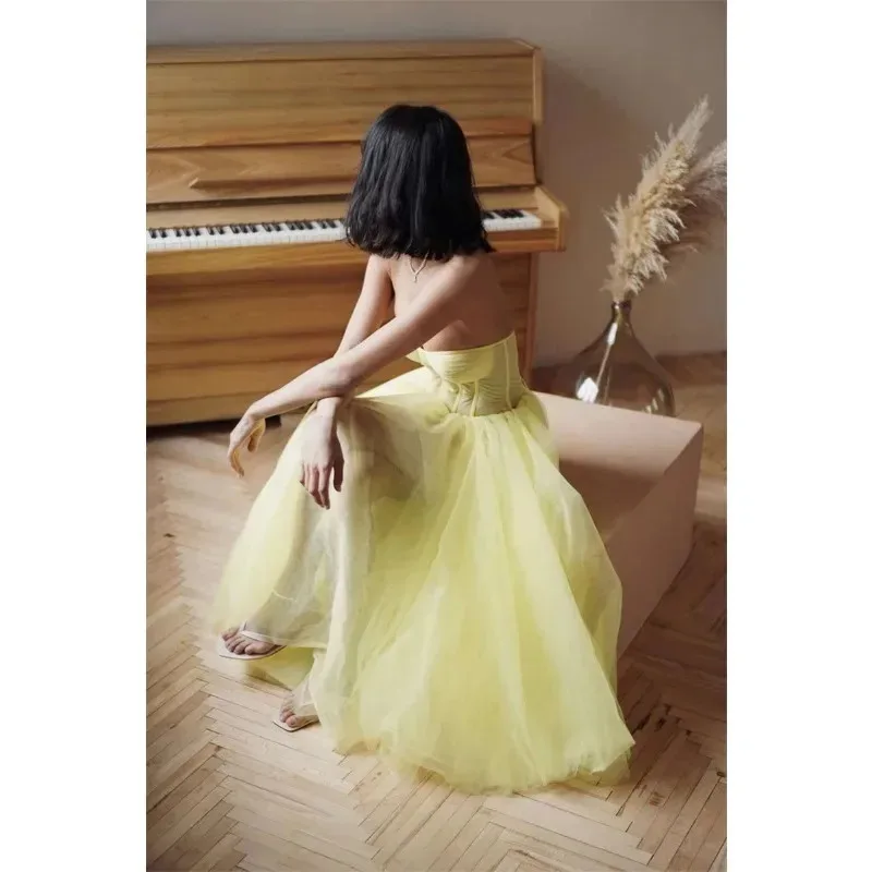 2025 simples verde tule uma linha curto vestidos de baile querida sheer espartilho superior chá comprimento formal vestidos de festa personalizado