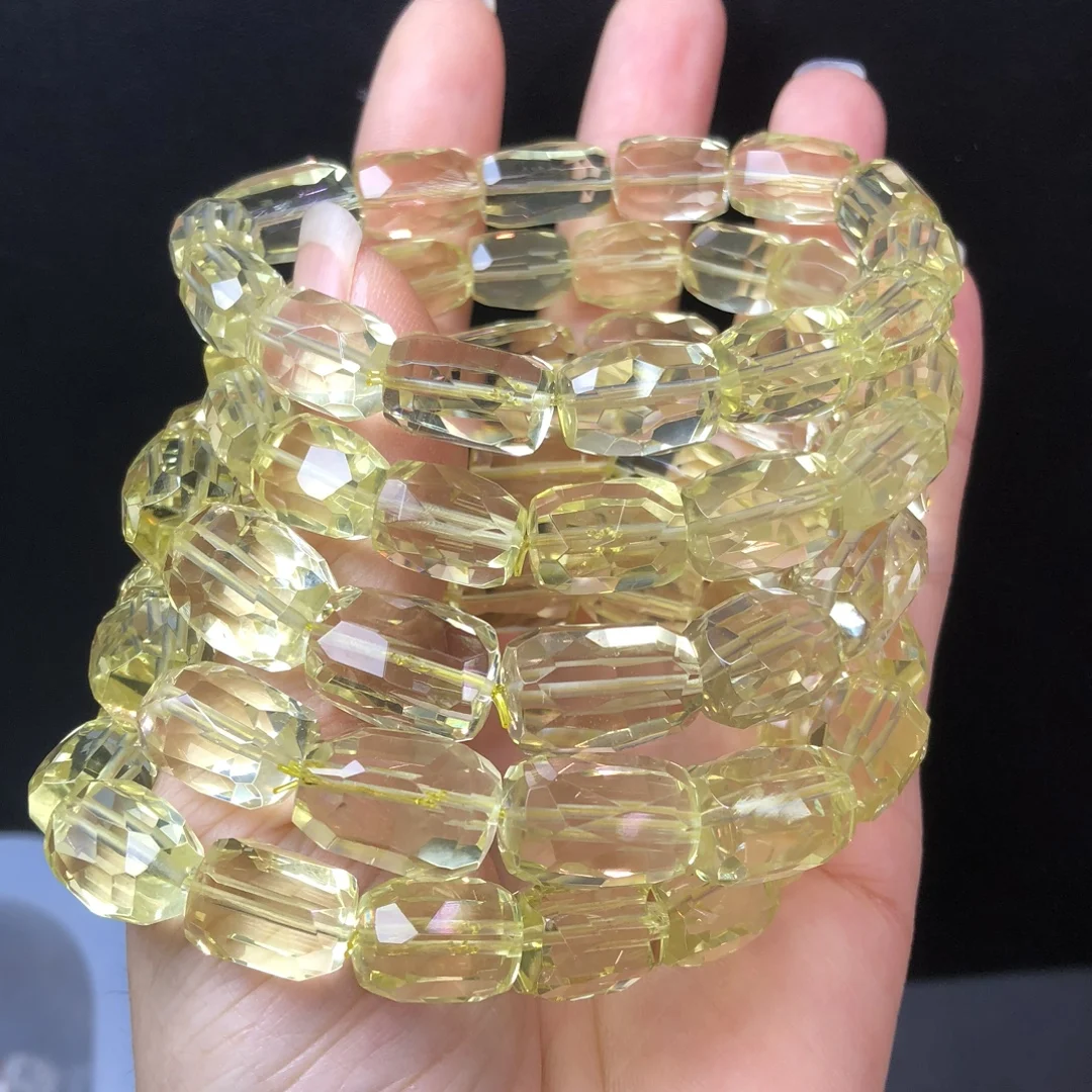 1 Pc Natural Lemon Color Citrine Bracelet 10x13MM Irregular Shape Beads Reiki Healing Stone Fashion Jewelry Gift For Women Men