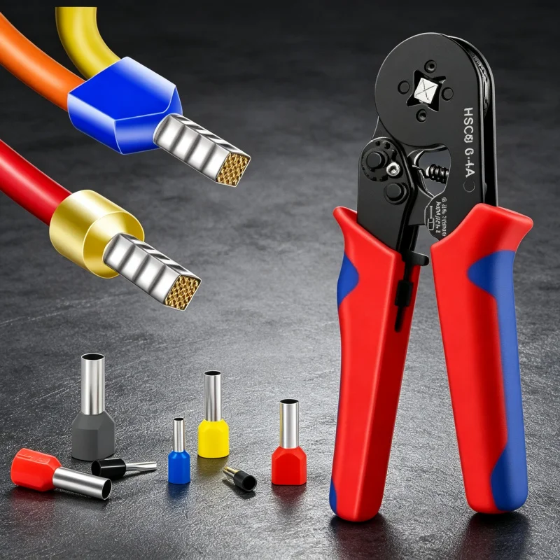 HSC8 6-4A Ferrule Crimper Tool 0.25-10mm² 23-7AWG Tubular Terminal Crimping Pliers Set Electrician Wire Tool