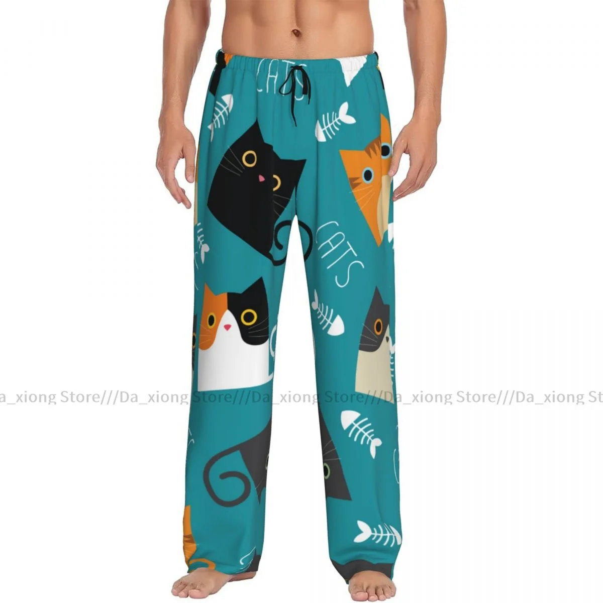 Men's Casual Pajama Sleeping Pants Universe Space Suit And Fox Cat Lounge Loose Trousers Comfortable Nightwear