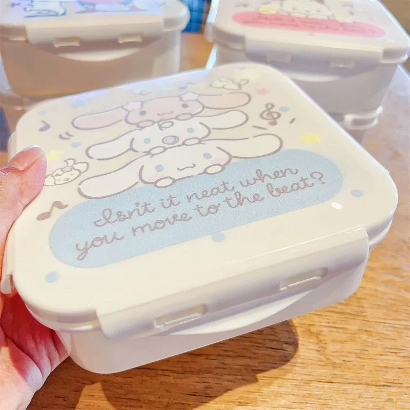 My Melody Hangyodon Anime Kawaii MINISO Plastic Crisper Lunch Box Cute Cinnamoroll Fruit Picnic Bento Case Ins Gifts Toys