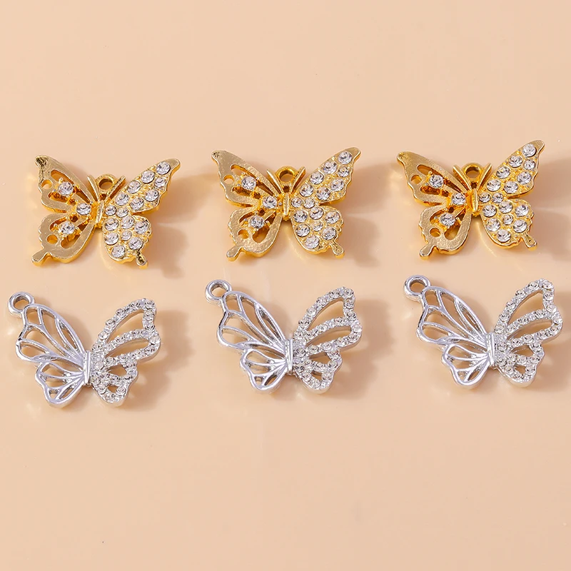 

20pcs Delicate Crystal Metal Hollow Flying Butterfly Charms Pendants for Jewelry Making Earrings Necklaces Accessories DIY Gift