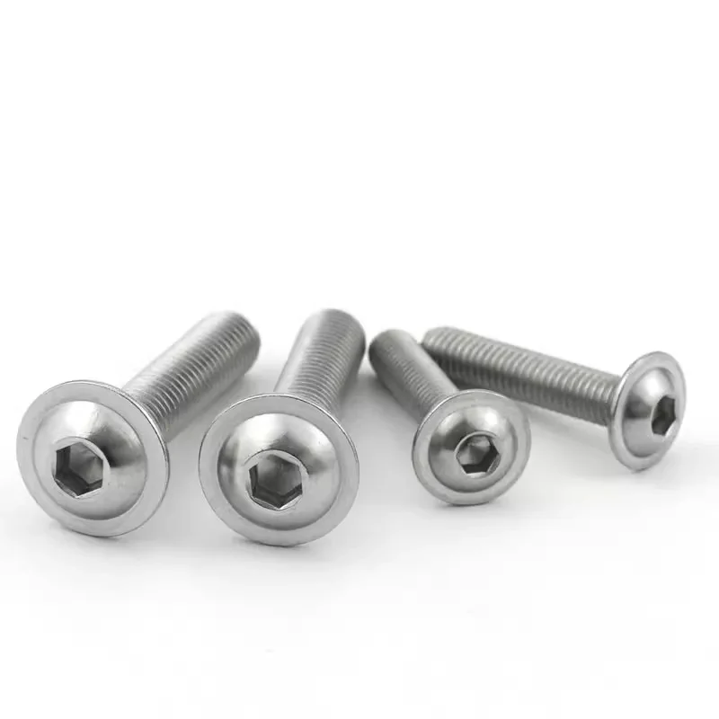 M8 M10 Round Button Head Hexagon Socket Bolts 304 Stainless Steel With Collar Washer Integrated Pad Screws 20 80 100mm