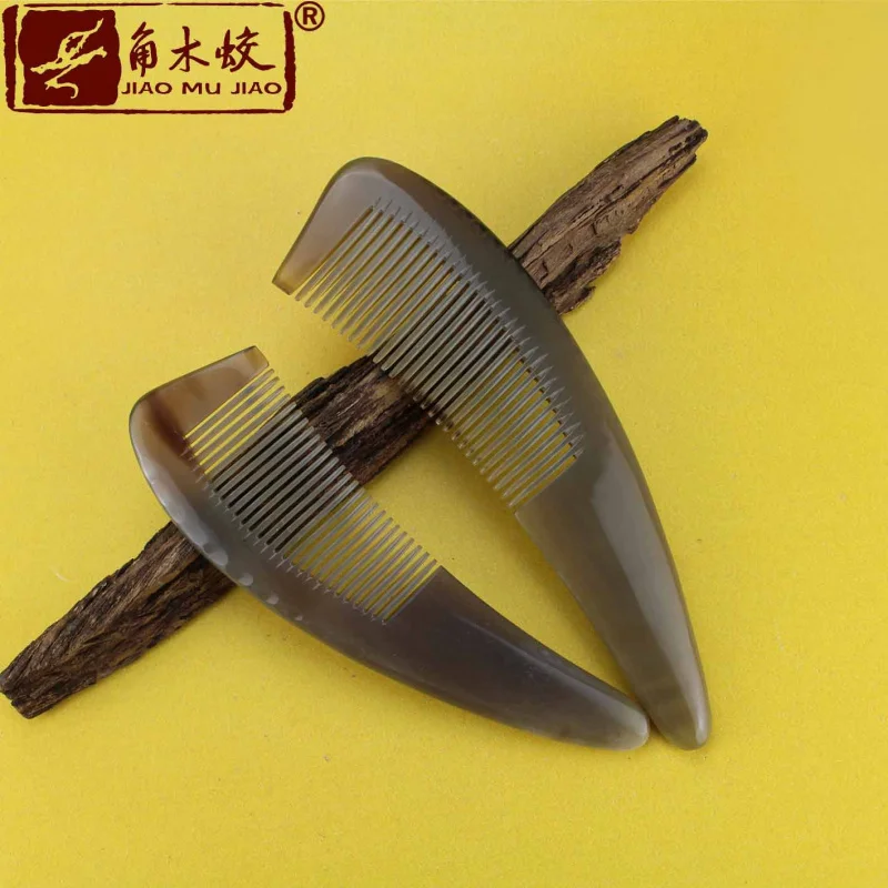 260 Yak horn comb with pointed handle Guangxi buffalo horn comb Handmade hair comb