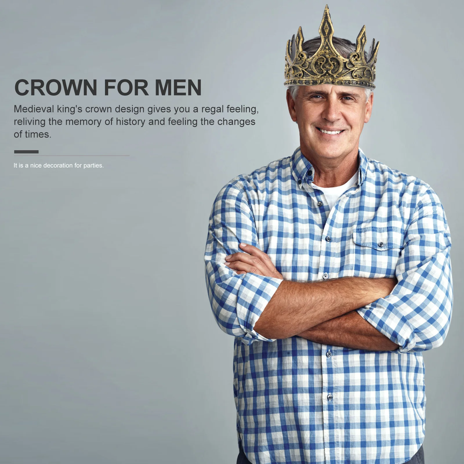 

Golden Crown Soft PU Crown for Men Medieval King Costume Party Cosplay Accessory Medieval Crowns for Men
