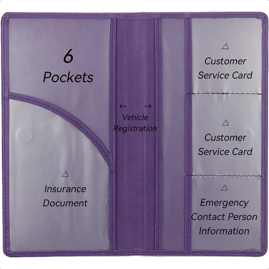 Organizer Kotak Sarung Tangan Mobil dari Kulit PU Premium untuk Registrasi Kendaraan dan Asuransi, Tempat Penyimpanan SIM, Kartu, dan Dokumen Penting