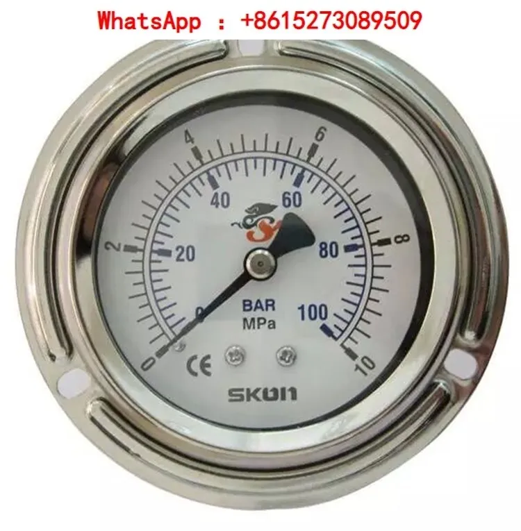 Stainless steel Ø 60 axial pressure gauge, 326-7E/10E16E25E40E, with complete tooth profile