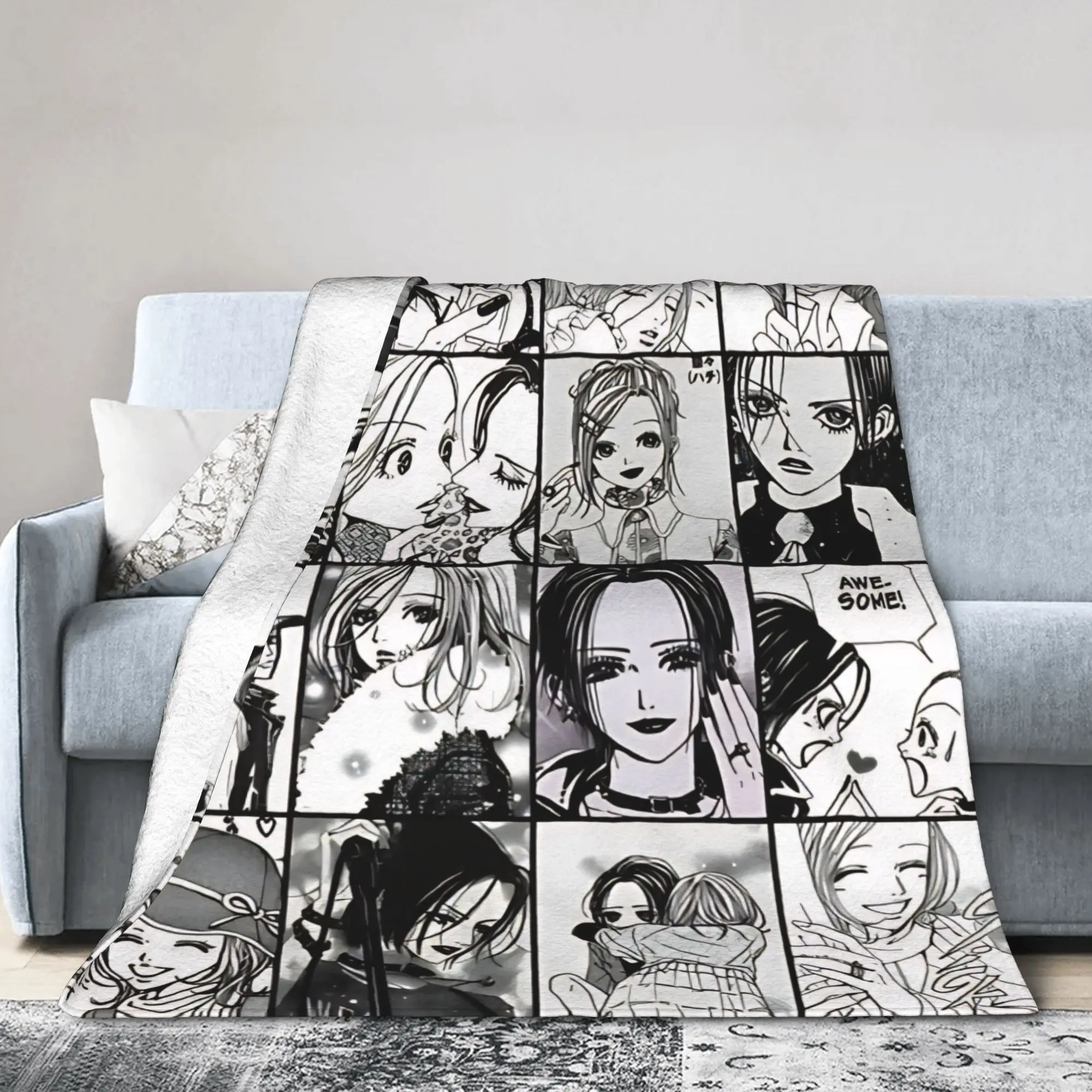 Nana Hachi Manga Fuzzy Blankets Anime Funny Throw Blanket for Bed Sofa Couch 150*125cm Bedspread