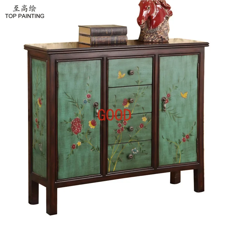 Retro Painted Furniture Living Room Sideboard Cabinet Entrance Curio Cabinet Partition