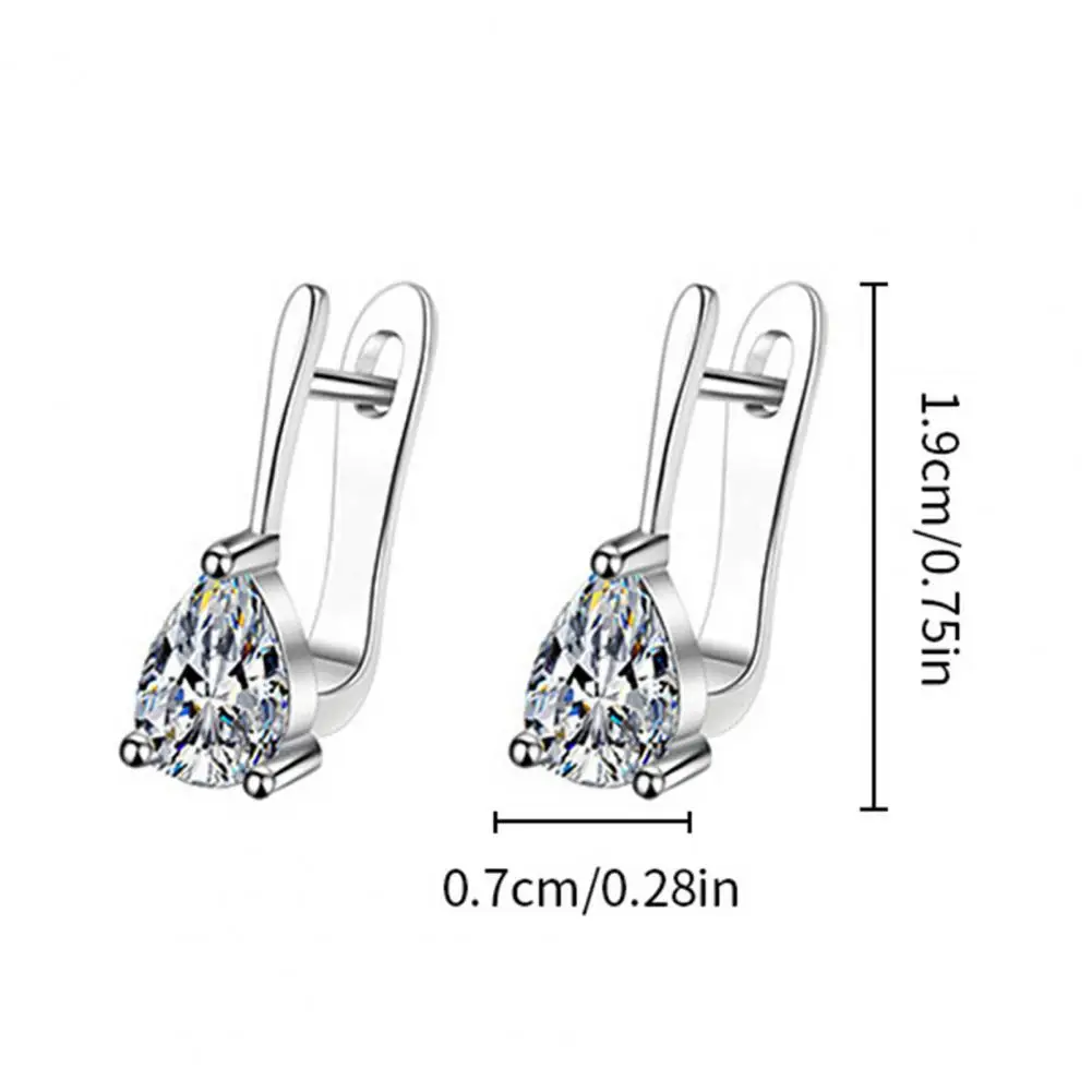 Earrings 1 Pair Women Earrings Cubic Zirconia Drop-shaped Jewelry Ear-buckle Closure Accessories Wedding Gift Anti-fade Fashion