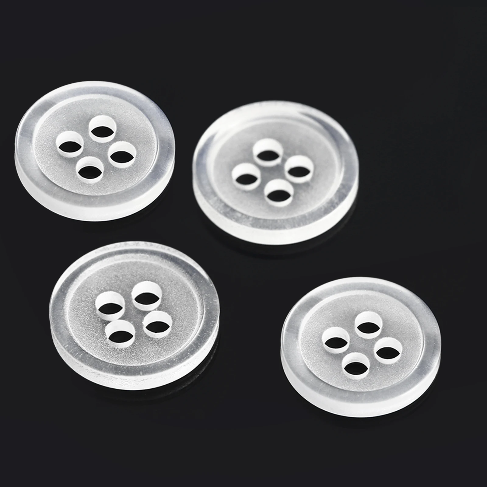 100pcs Round 4 Holes Plastic Clear White Sewing Buttons for Clothing Shirt Jeans Clothes Home Crafts DIY Decoration 10mm/11.5mm