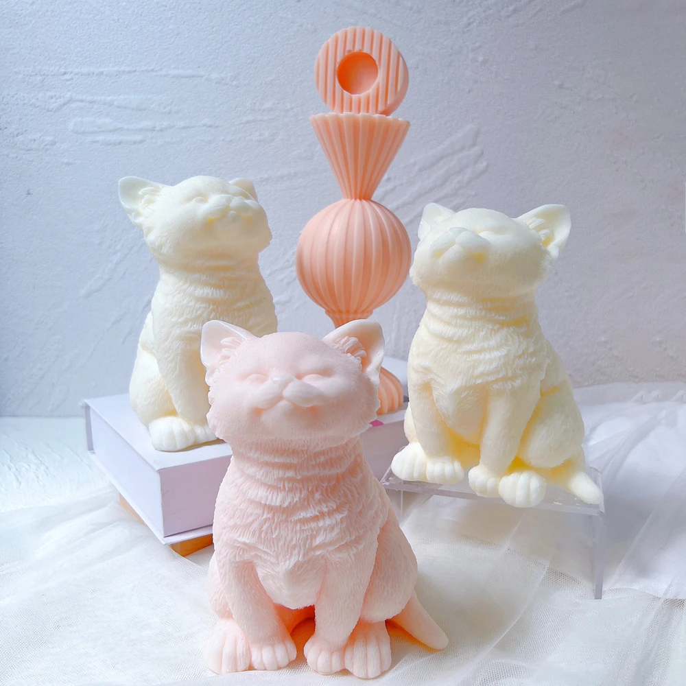 Imagem -04 - Silicone Cat Candle Mold para Home Decor Teddy Puppies Molde de Cera de Soja Animal Fofo Gatos Amante