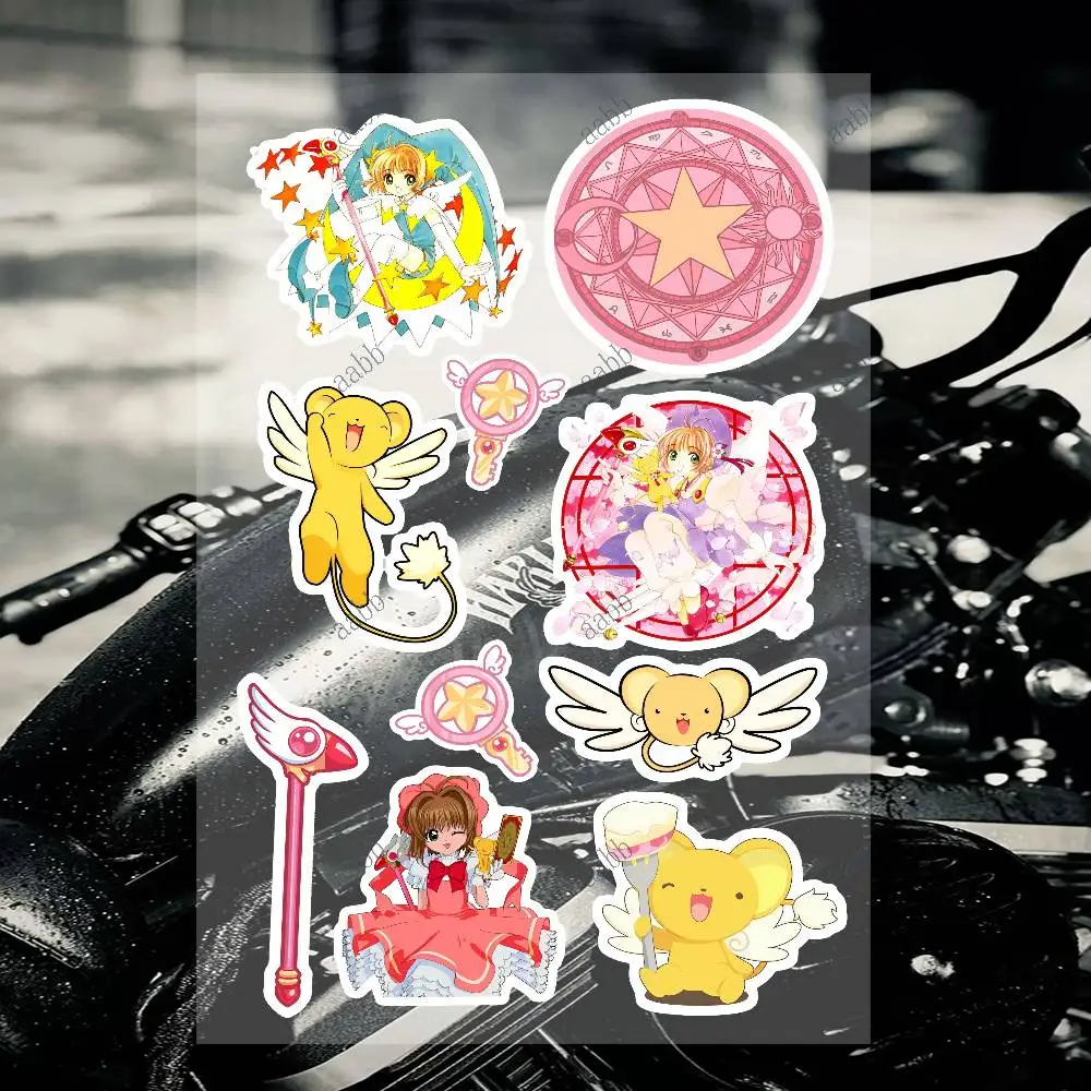 Anime C-cardcaptor S-sakura Motorcycle Sticker Set Reflective Decals For Helmet Fuel Tank Fairing Body Custom Bike Graphics Kit