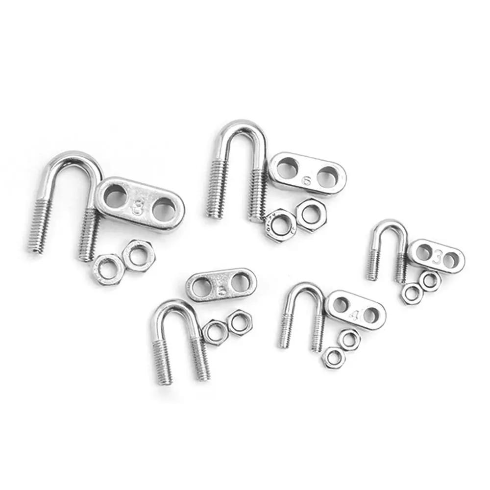 1Pc M2/3/4/5/6/8/10/12/14mm Wire Rope Sleeve 304 Stainless Steel U Type Cable Clip Fixing Clip Hardware Wire Clamp Bolts Rigging