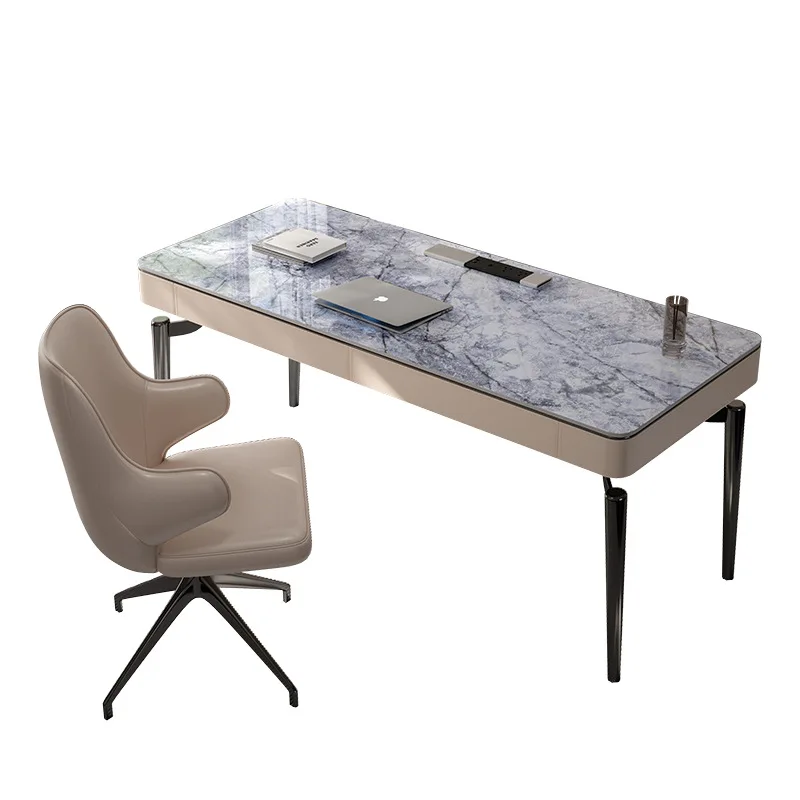 

Italian minimalist rock slab desk, home study computer writing table, workbench, medical and aesthetic consultation table
