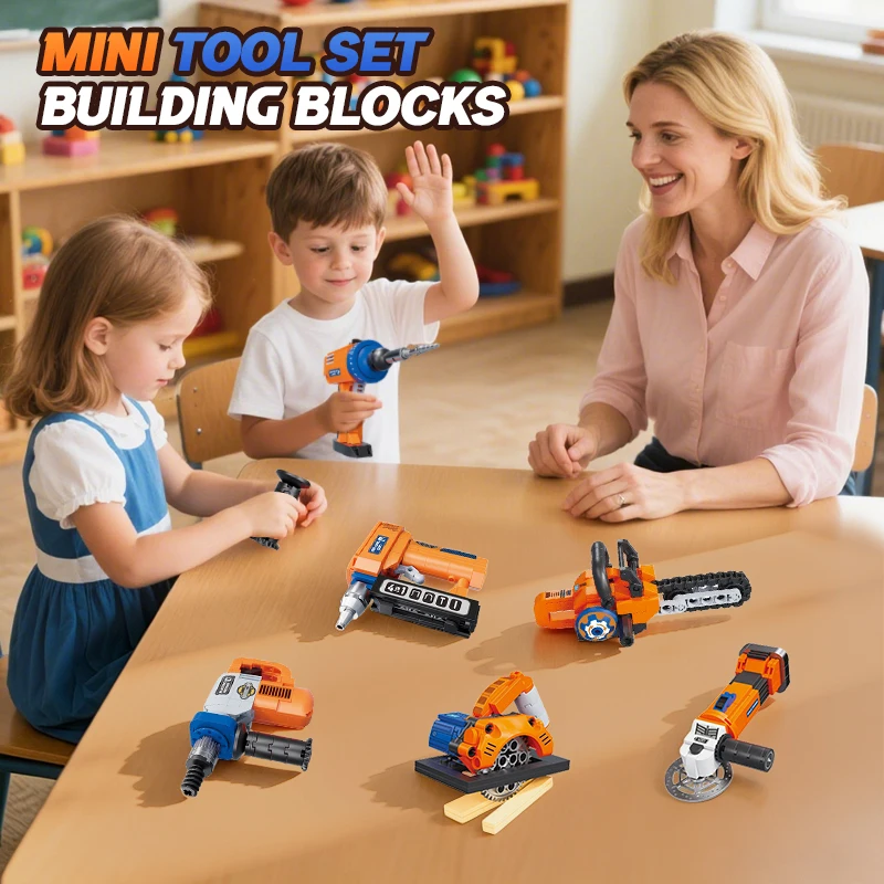 

Mini Tool Set DIY Nail Guns and Electric Saw Model Assembly Blocks Room Decoration Desktop Display Birthday and Holiday Gifts