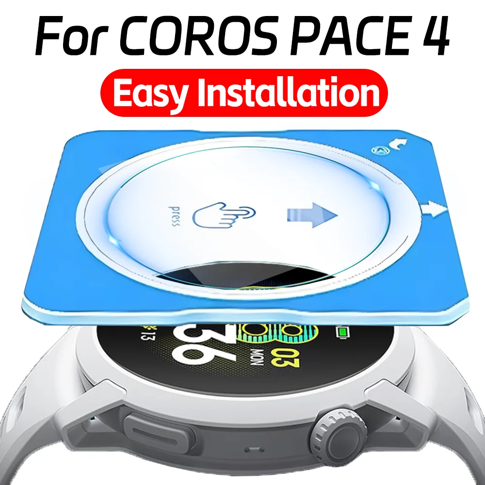 4-1pcs Tempered Glass for COROS PACE 4 Easy Installation Watch Screen Protector Anti-scratch Positioning Films for COROS Pace 4