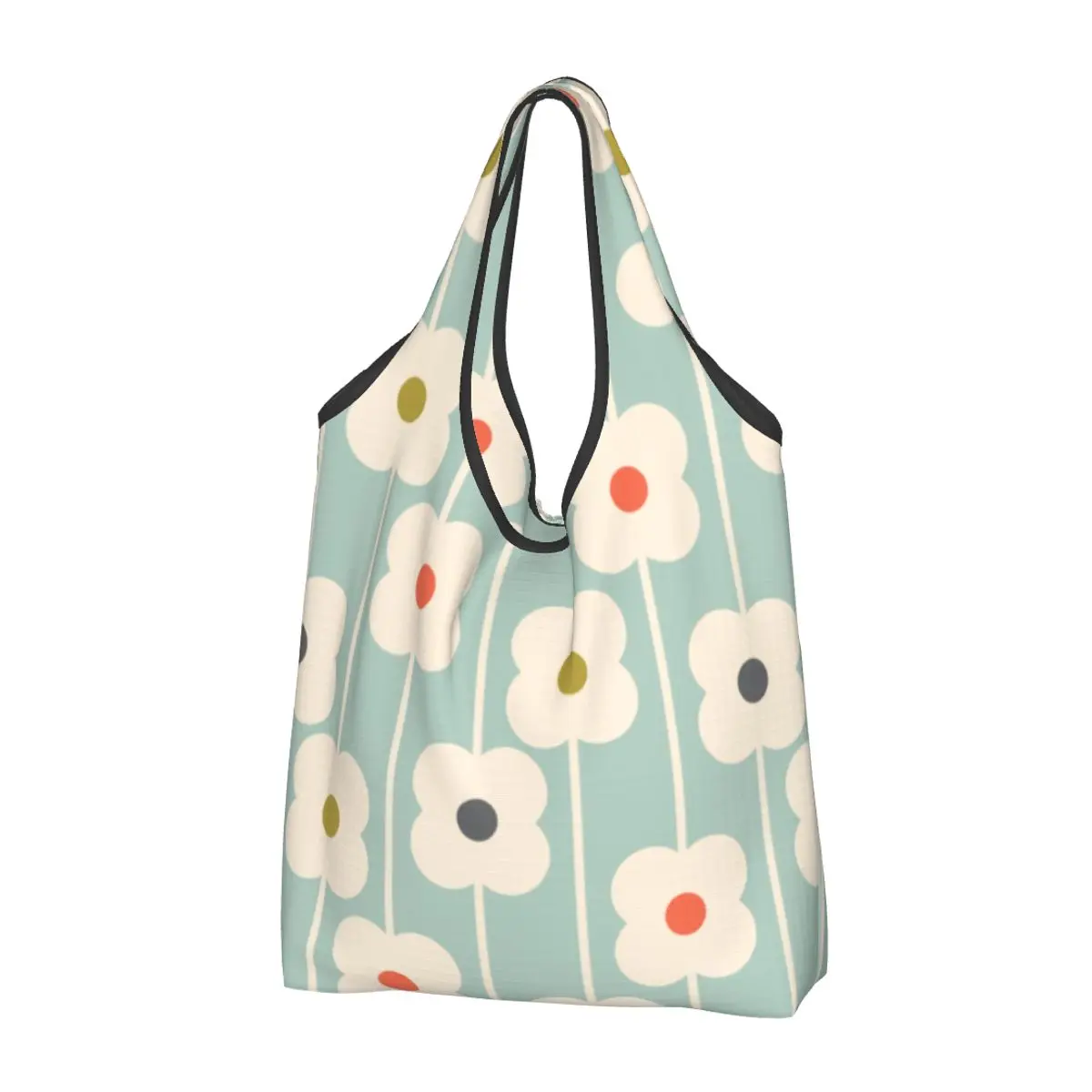 

Kawaii Orla Kiely Multi Stem Shopping Tote Bag Portable Scandinavian Mid Century Modern Groceries Shoulder Shopper Bag