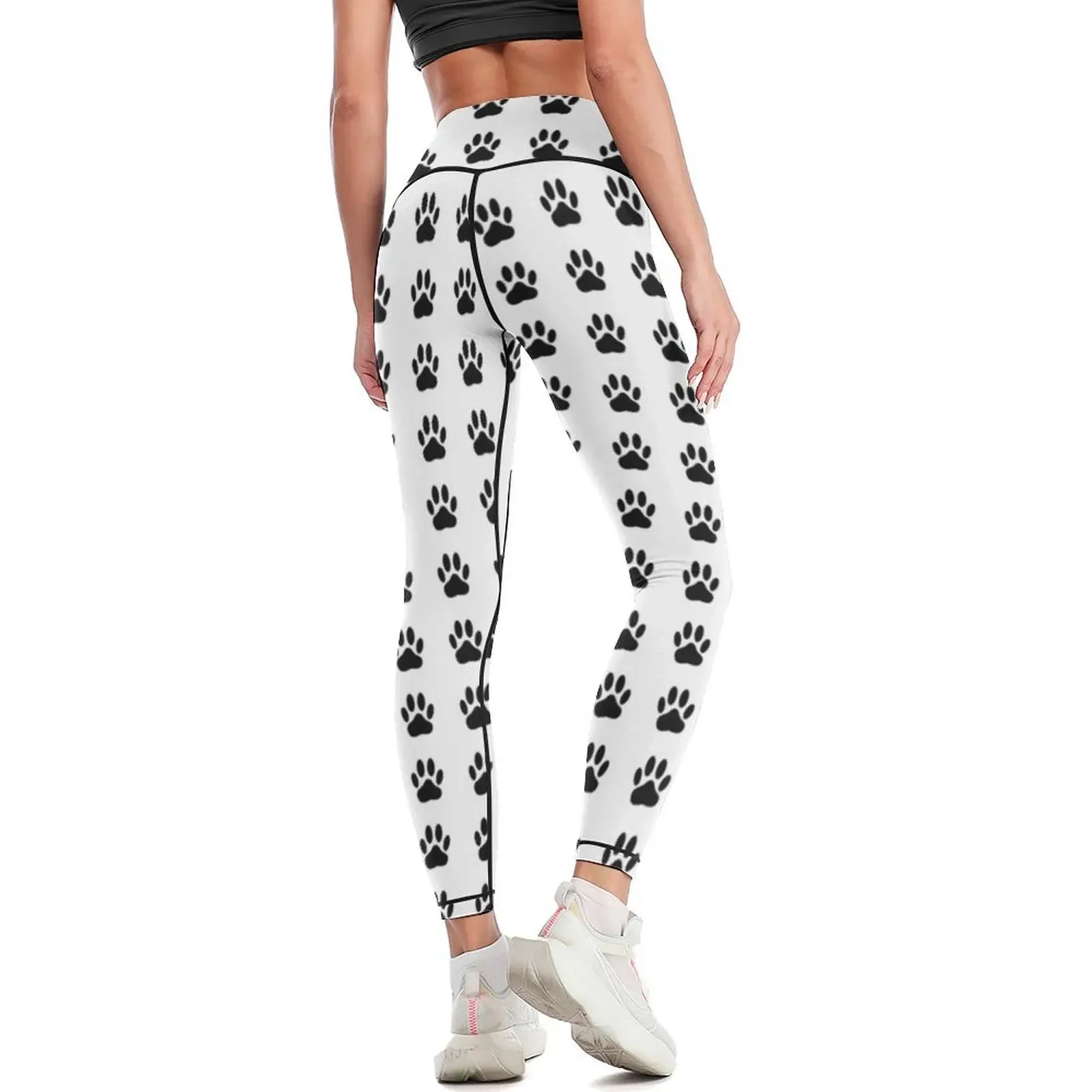 Black Dog Paw Print Leggings Sportswear woman gym harem pants Womens Leggings