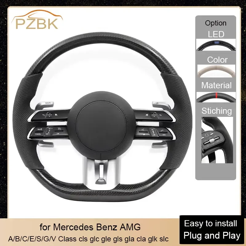 

Top Real Carbon Car Steering Wheel for Mercedes Benz AMG W204 W205 W212 W213 W221 W222 E63 E63S E63 S63 C63 CLS63 G63 Cls Glc
