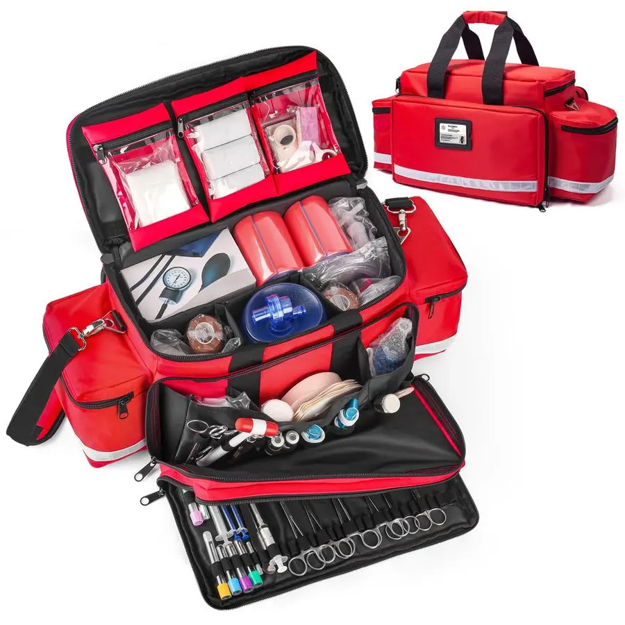 

First Aid Bag Empty 26 Emergency Medical Bag, Professional EMT Bags for Paramedics amp Responders, WaterResistant, 360 Reflectiv