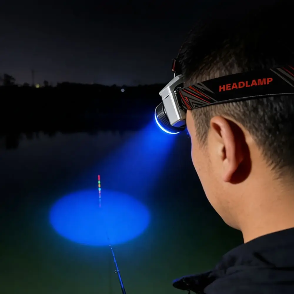 Universal LED Headlamp Sensor Zoomable Rechargeable Head Light Red White Blue Modes For Camping Hiking Outdoor Night Working