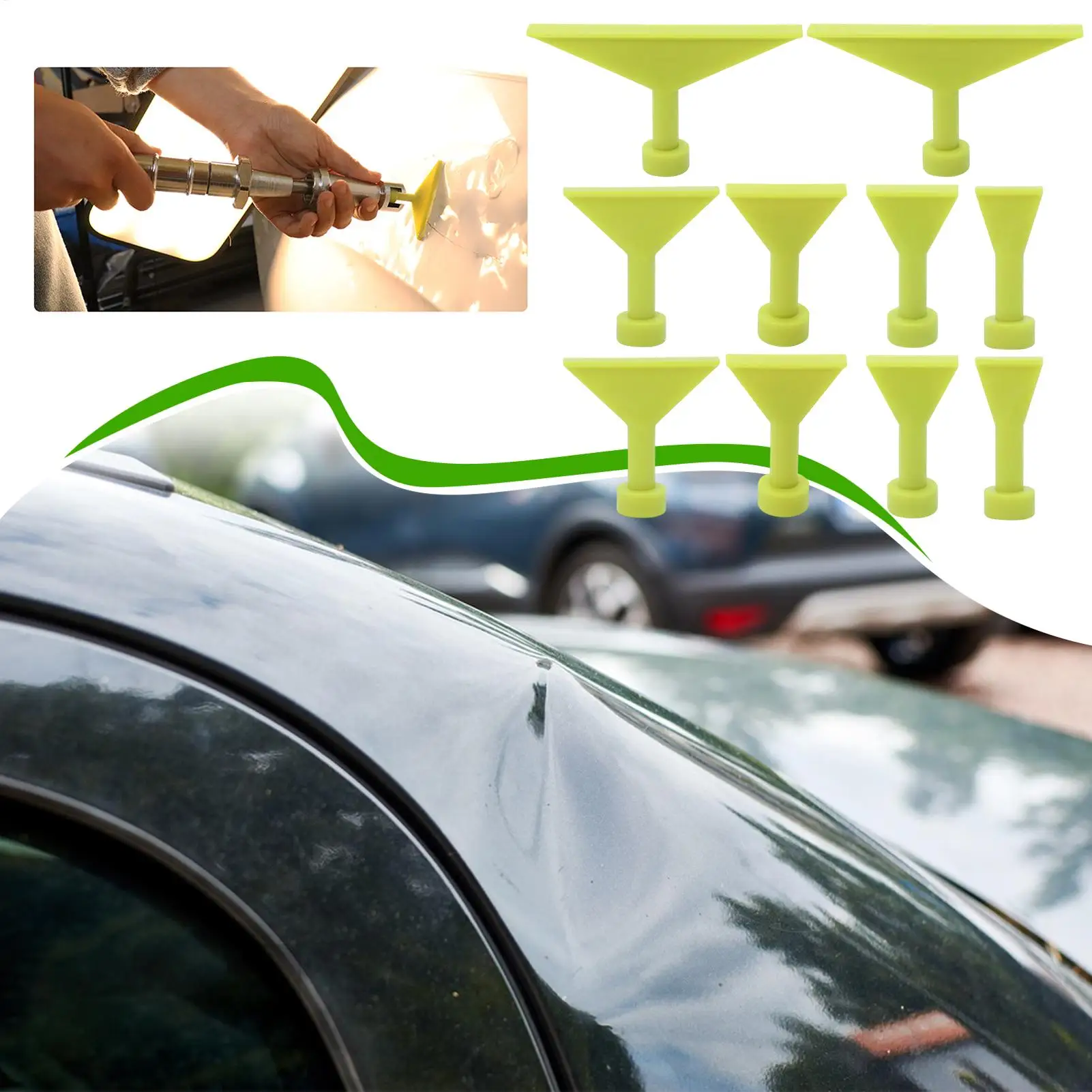 10pcs/set Car Dent Removal Tabs No Paint Dent Remover Glue Tabs Vehicle Body Repair Hailstone Damage Fixing Tools