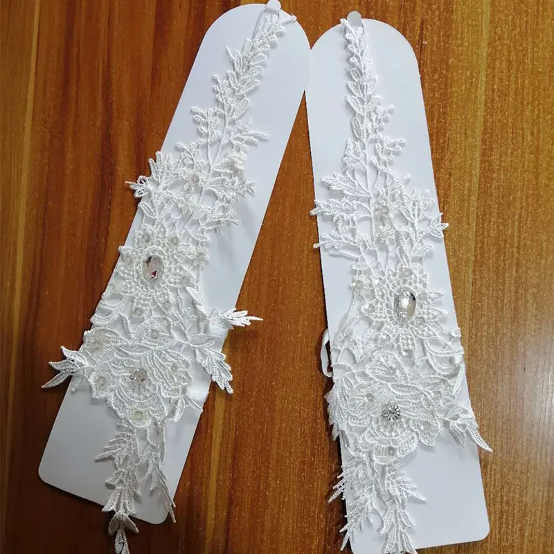 Guantes de novia de dedo con cristales, longitud del codo, accesorio de boda de tamaño libre