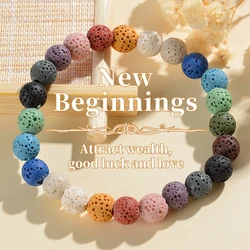 1 Piece Candy Color Volcanic Stone New Beginning Bracelet, Attract Wealth, Eliminate Negativity, Gift for Family and Friends