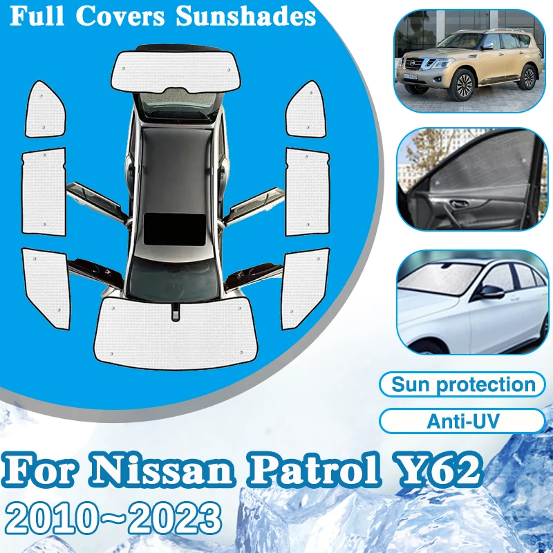 

For Nissan Patrol Y62 2010~2022 2023 Armada Car Window Visor Windshield Anti-UV Sun Protection Sunshade Parasol Auto Accessories