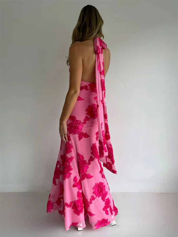 Frühling Sommer Neue Boho Damen Cami-Kleider Mode Schulterfreie Ärmellose Bedruckte Reißverschluss Damen Cami Sexy Maxi-Kleider Bekleidung – Detail 9
