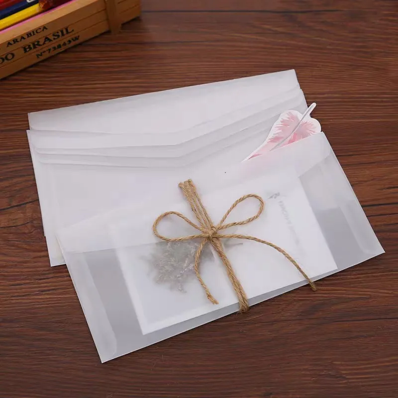 100pcs/Lot Semi-Transparent Classical Sulfuric Acid Paper Envelopes For DIY Postcard /Card Storage, Wedding Invitation Packaging