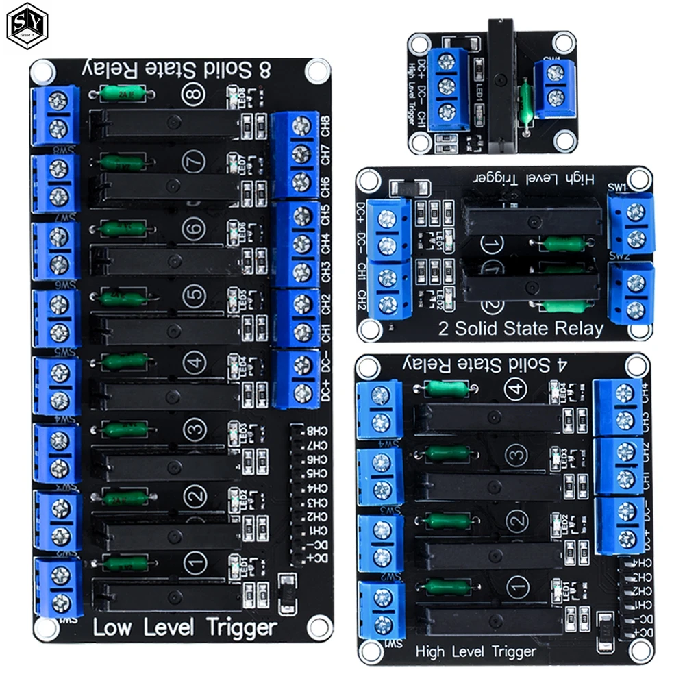 5V Relay 1 2 4 8 Channel SSR High Low Level Solid State Relay Module 250V 2A For Arduino